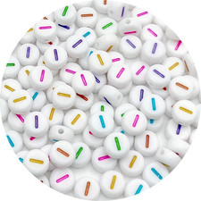 100Pcs Letter Beads,4x7mm White Round Alphabet Beads for Friendship Bracelets Je
