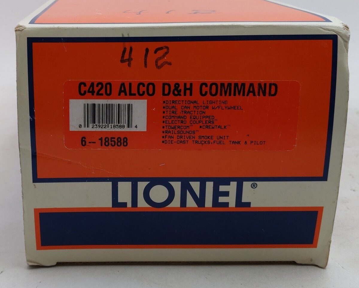 Lionel 6-18588 O Delaware & Hudson Alco C-420 Diesel Locomotive #412/Box