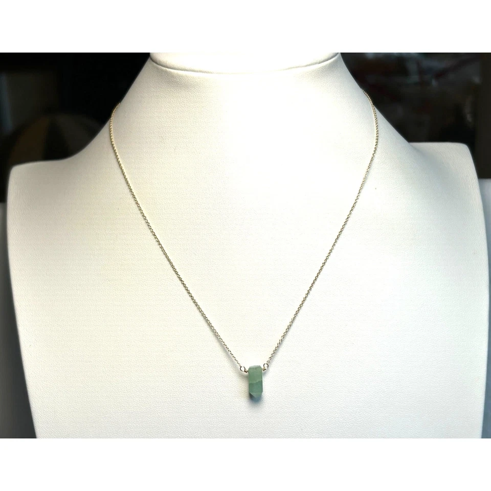 Luna Norte Dainty 14K Gold Plated Cable Chain Green Aventurine Pendant 17-19” - Image 4 of 4