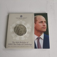 2022 40th Birthday of Prince William Duke of Cambridge UK £5 Coin Royal Mint BU 