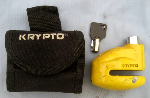 KRYPTO MOTORCYCLE DISC BRAKE LOCK with Key and Pouch - Highly  Visible - YELLOW