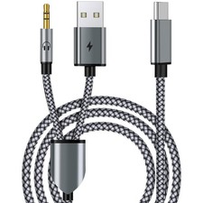 USB C to 3.5mm Aux Audio Cable, 2 in 1 USB C to 3.5mm Car Stereo Aux Headset ...