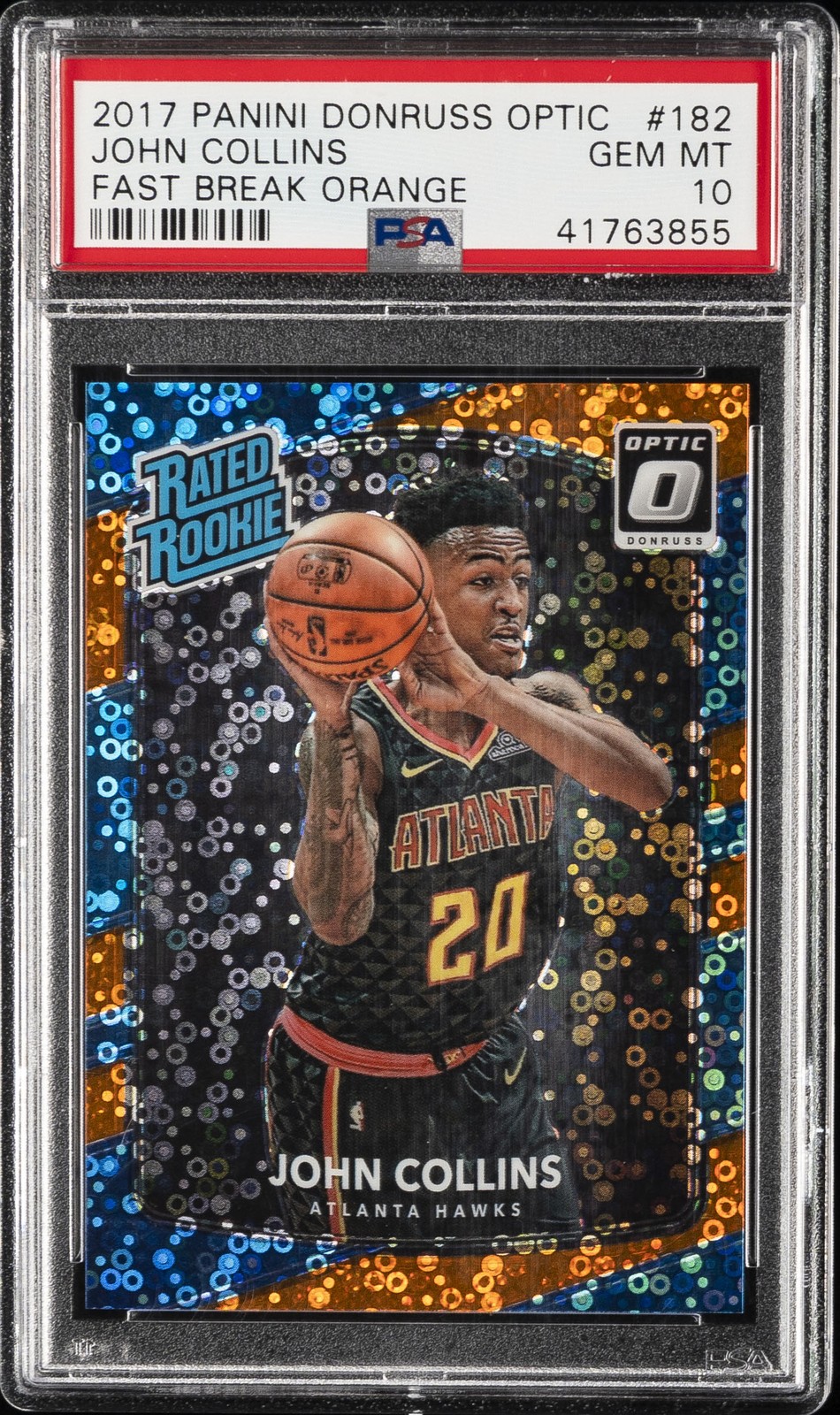 2017 PANINI DONRUSS OPTIC FAST BREAK ORANGE #182 JOHN COLLINS #/193 PSA 10