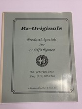 Vintage Alfa Romeo Re-Originals Parts Catalog Giulietta Giulia Spider Berlina