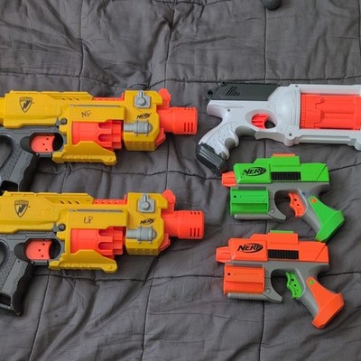 NERF N-Strike Dart Blaster Lot of 5: Barricade RV-10, Maverick REV-6