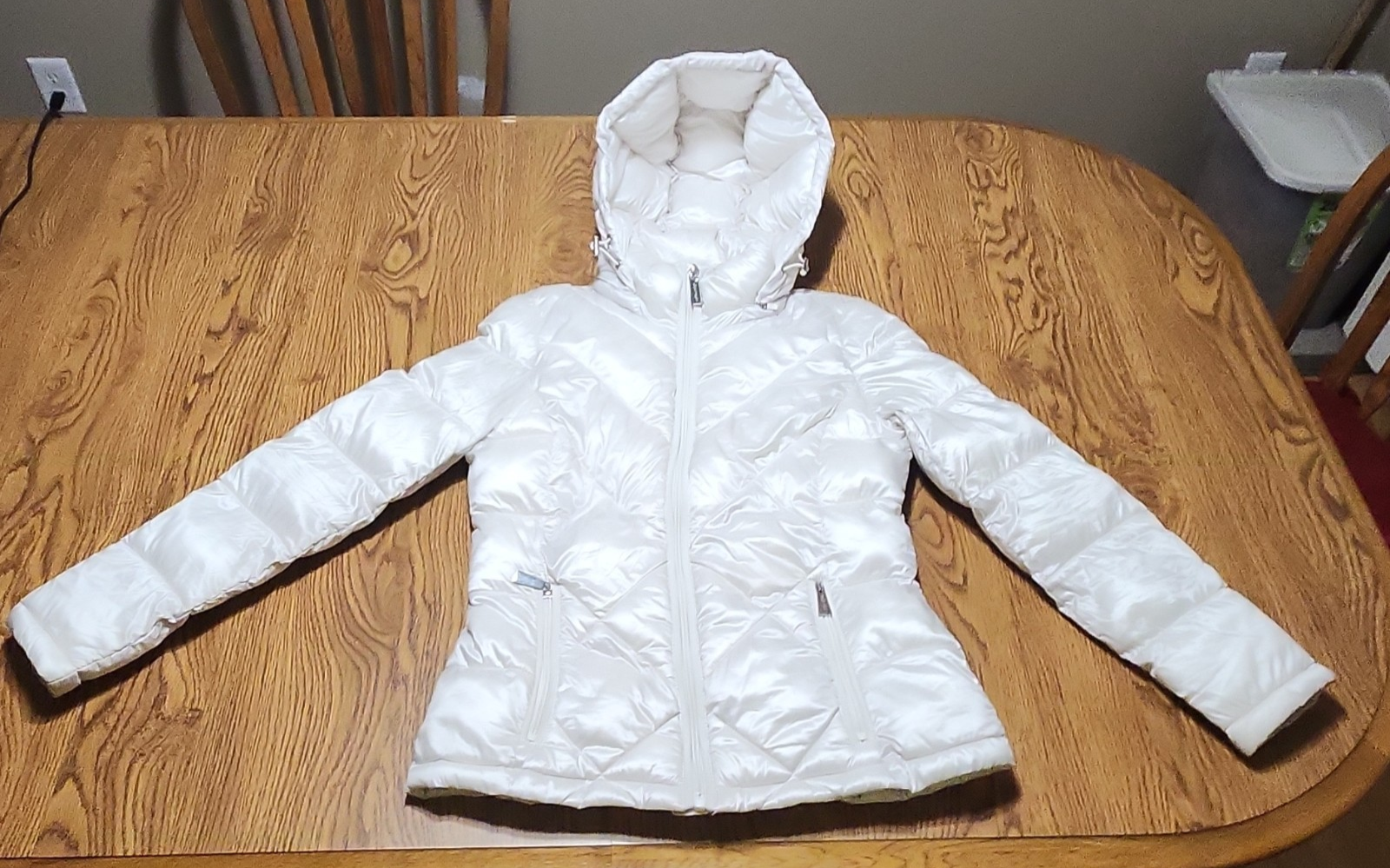 Calvin Klein Sorona Aura Off-White Hooded Insulated Puffer Jacket Women's Small