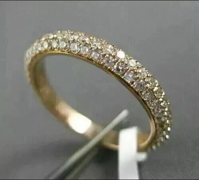 1.5Ct Round Cut Moissanite Wedding Band Ring 14K Yellow Gold Plated Gift For Her