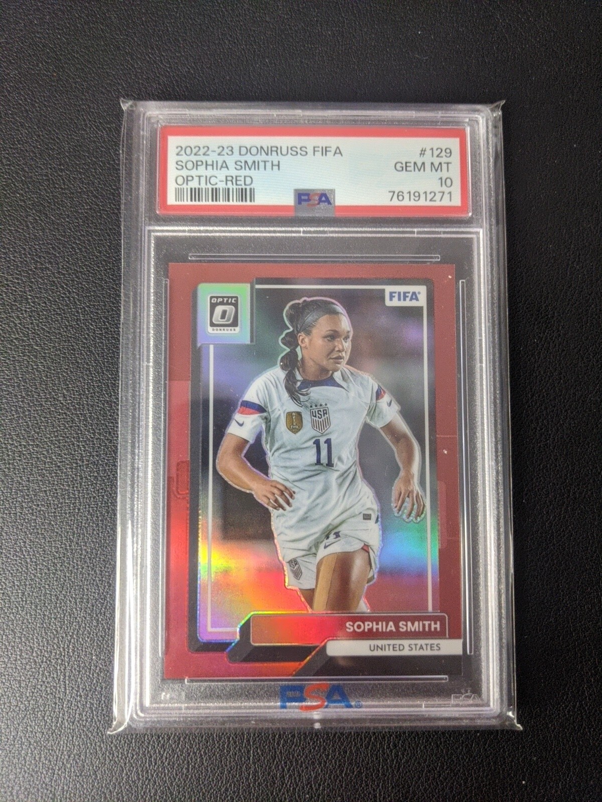 Sophia Smith 2022-23 Panini Donruss FIFA Optic Red Prizm /165 USWNT PSA 10 GEM