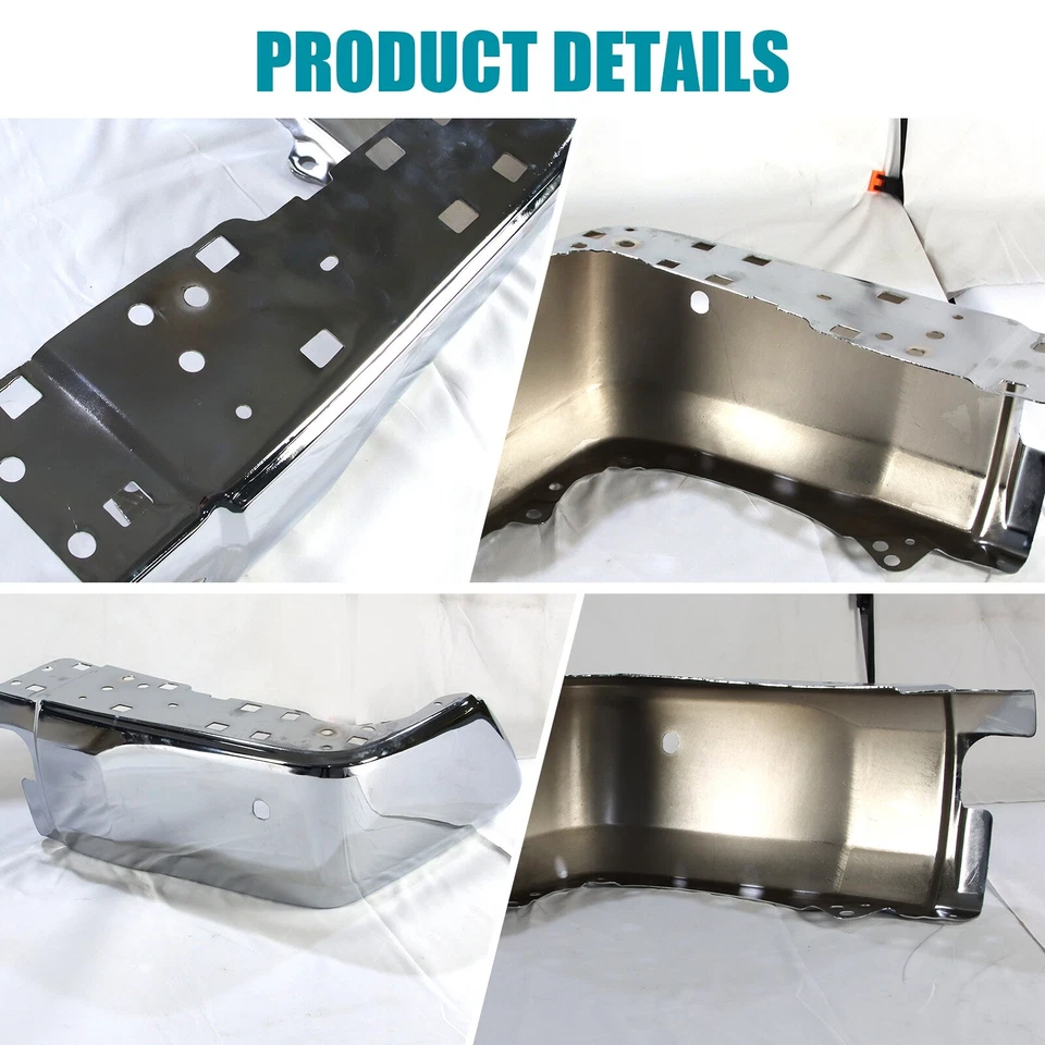 Bumper End Set For 14-21 Toyota Tundra Rear W/Sensor Hole Chrome Extension Foto 3 de 4