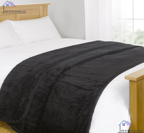 Super Morbido Pile Ecopelliccia Flufy Lancio Rotolo Visone Grande Divano Letto Coperta Nero UK - Foto 4 di 4