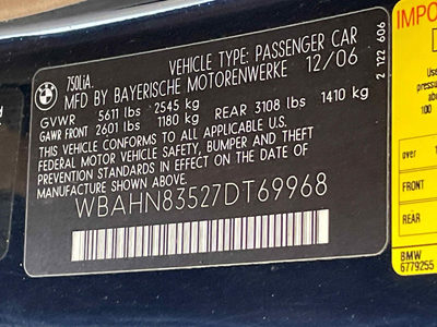 2007 BMW 750 Transmission Automatic 6 Speed 65k Miles OEM 