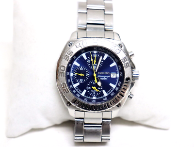SEIKO Chronograph watch 7T62-0GB0 blue dial watch | eBay