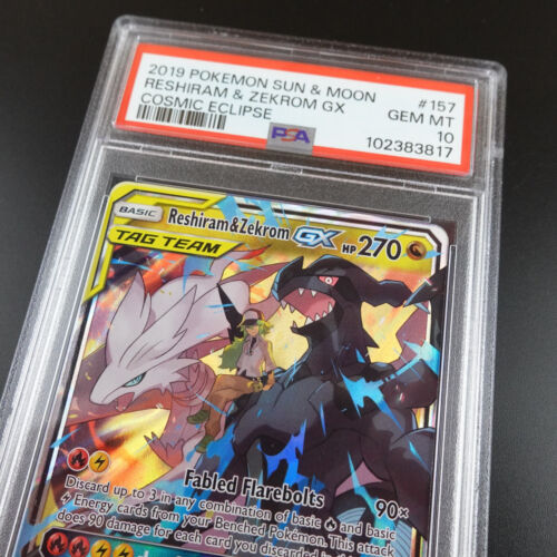 PSA 10 Reshiram & Zekrom GX 157/236 Cosmic Eclipse Graded Pokemon Card - Picture 2 of 3