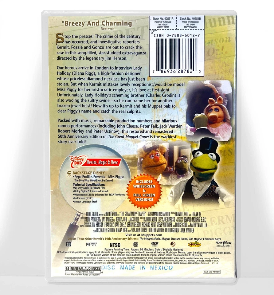 The Great Muppet Caper (DVD, 1981, 50th Anniv. Ed) Brand New ! Jim Hensen - Image 2 of 3