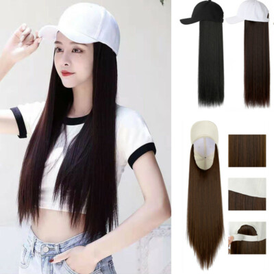 Synthetic Wigs Baseball Cap Hat Synthetic Hair Long Straight Wig Hat  Adjustable