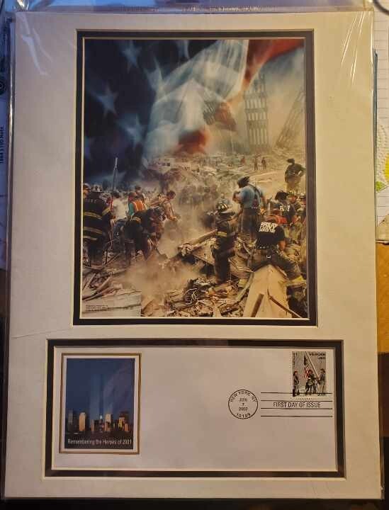 2002 USPS 9/11 COMMEMORATIVE PHOTO FIRST DAY OF ISSUE ENVELOPE & STAMP SEALED GZ