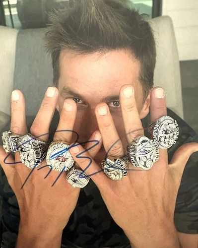 TOM BRADY SIGNED PHOTO AUTOGRAPH 7 NFL SUPER BOWL RINGS SIGNATURE 8.5X11 REPRINT