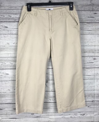 Gap Factory Store Women's Khaki Flat Front 100% Cotton Crop Pants Size 8