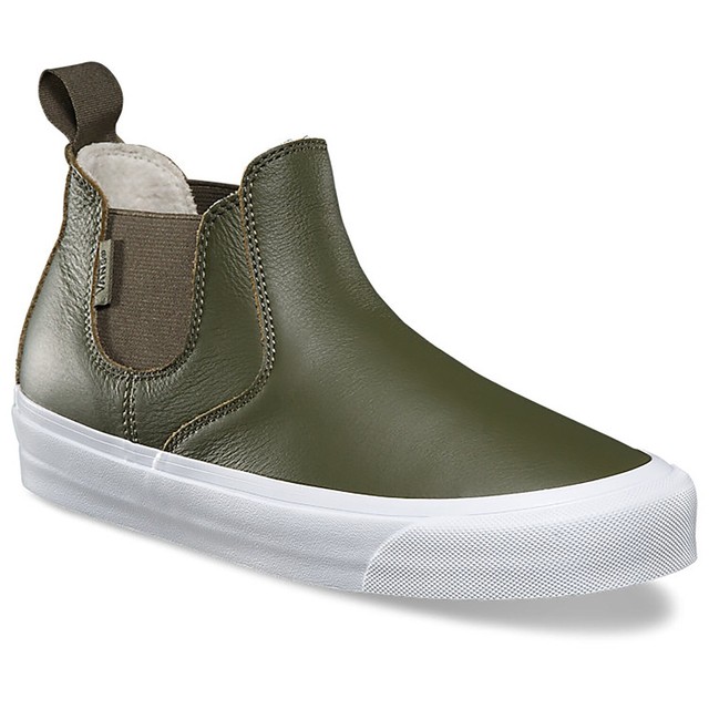 black leather slip on vans womens