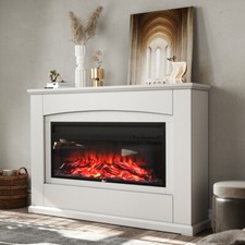 Home 30/34inch Fireplace Wood Mantel LED Fire Heater Inset Electric Fire Stove