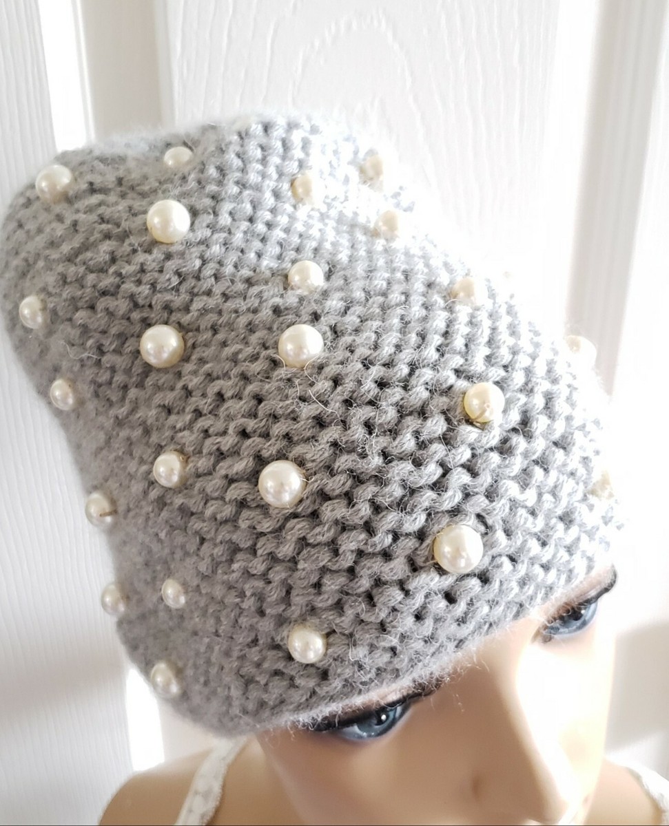 $350 Jennifer Behr Swarovski Pearl-Embellished Alpaca Beanie 