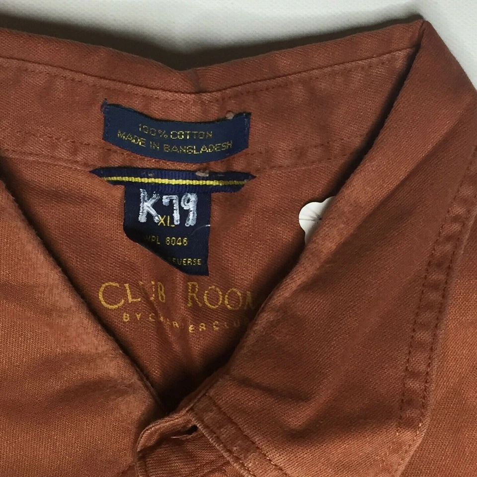 Charter Club Room Mens Button Up Long Sleeved Shirt Tomato Red Size XL - Image 4 of 4