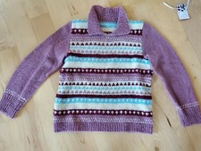 Vintage Hand Knit Sweater- Multicolor Mohair Pullover with Collar.