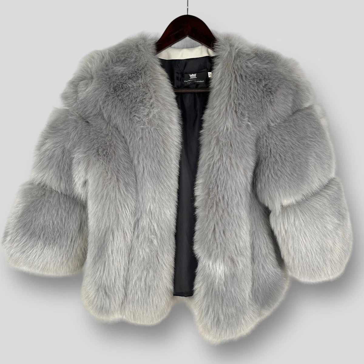 Faux fur top bubble coat grey