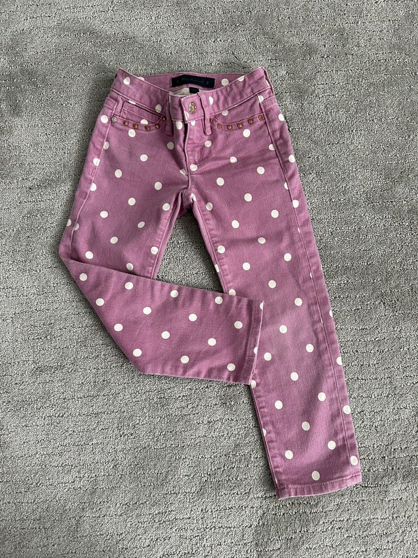 Juicy Couture Pink White Polka Dot Rockstud Skinny Jeans 4T Unique