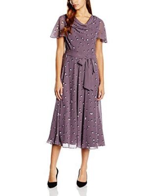 Neu Jacques Vert Kleid 12 14 16 18 20 22 Chiffon gepunktet ausgestellt Midi lila