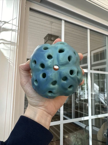 Vintage Aqua Blue Signed Van Briggle 25 Hole Flower Frog Pottery