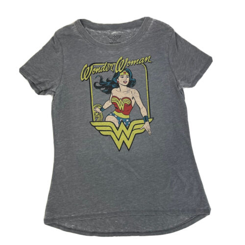 DC Comics Wonder Woman Gray Graphic Top Blouse Cap Sleeve Women’s Size XL