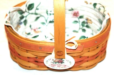 小物入れ longaberger mothers day basket 1999 Longaberger 1999 Mother's Day Basket w/ Handle, Protector, Tie-On