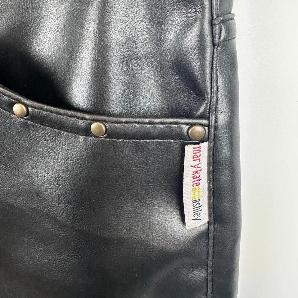 Pantalones acampanados de cuero negro sintético Mary Kate y Ashley vintage raros talla 14 Foto 4 de 4