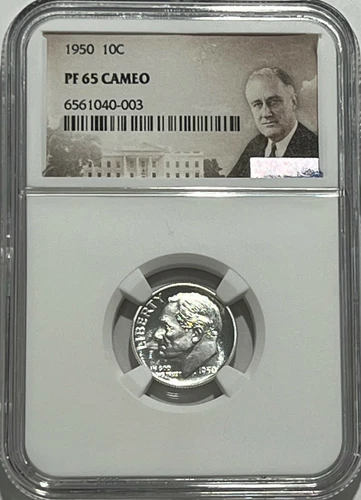 1950 NGC PF65 CAMEO PROOF ROOSEVELT DIME 10C GREAT EYE APPEAL PORTRAIT LABEL