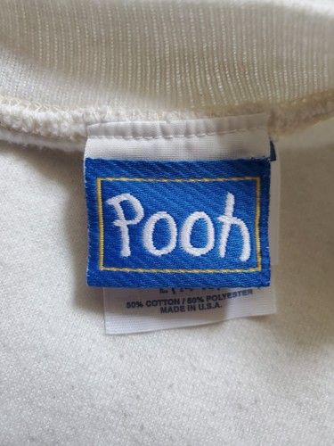 VTG Winnie The Pooh Bear Sweatshirt Girls 14 White Pullover Embroidered Top FLAW - Picture 5 of 7