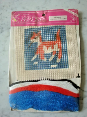 ANCIEN CANEVAS POUR ENFANT MARQUE PRINCESSE FIL AU CHINOIS LE CHATON ETAT NEUF - Photo 1/2