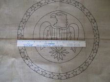 Burlap Pre Printed Eagle Rug Hooking pattern 15 inch diameter Burlap is 21 in sq