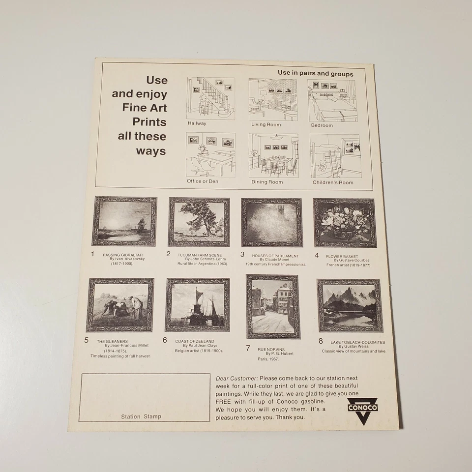 Vtg Conoco Gasoline Customer Appreciation Fine Art Print "The Gleaners" 10" x 8" - Image 4 of 4