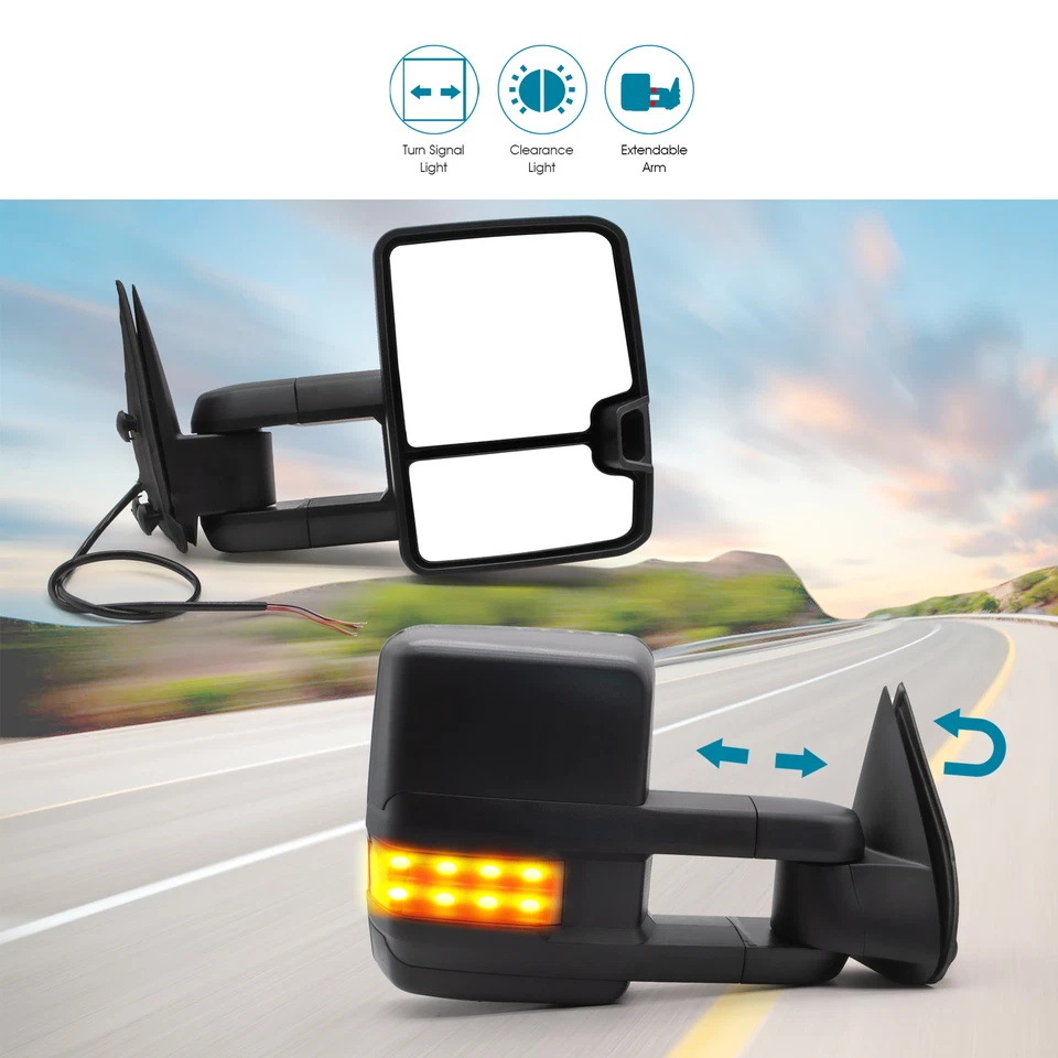 Par de espejos retrovisores de remolque para GMC Sierra 1500 2500 3500 1999-2006 manuales extensibles Foto 2 de 4