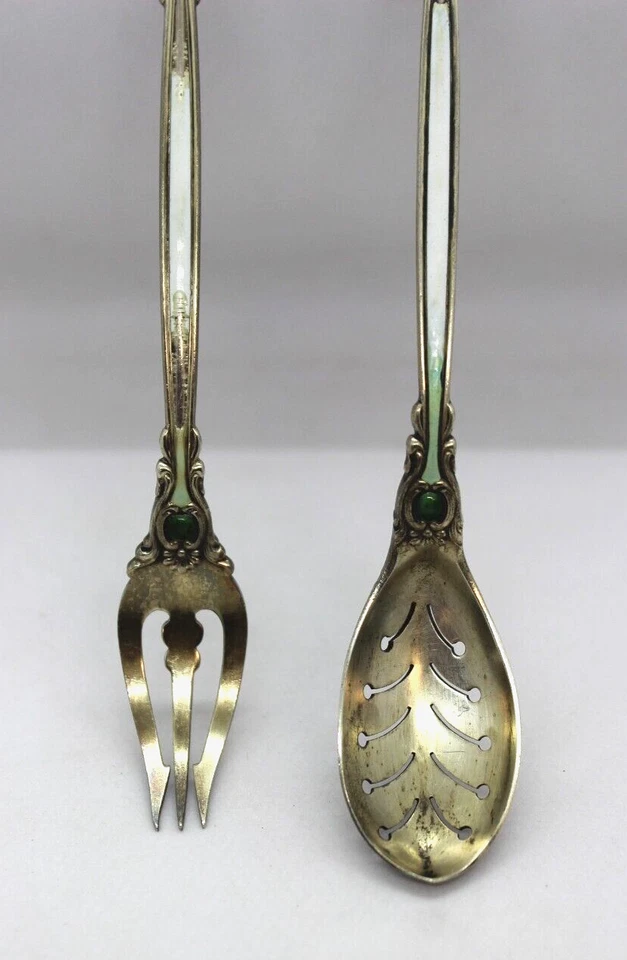 Набор Dominick & Haff Renaissance зеленая эмаль 7 дюймов длинная ручка серебро оливковое (74 г) - Изображение 3 из 4