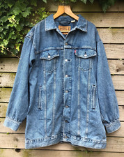 Designer Levis Ganni Vintage Style Big E Oversized Baggy Denim Dress Jacket (l)