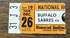 RARE 1974 Buffalo Sabres Ticket Stub GARY BROMLEY WIN vs Black Hawks