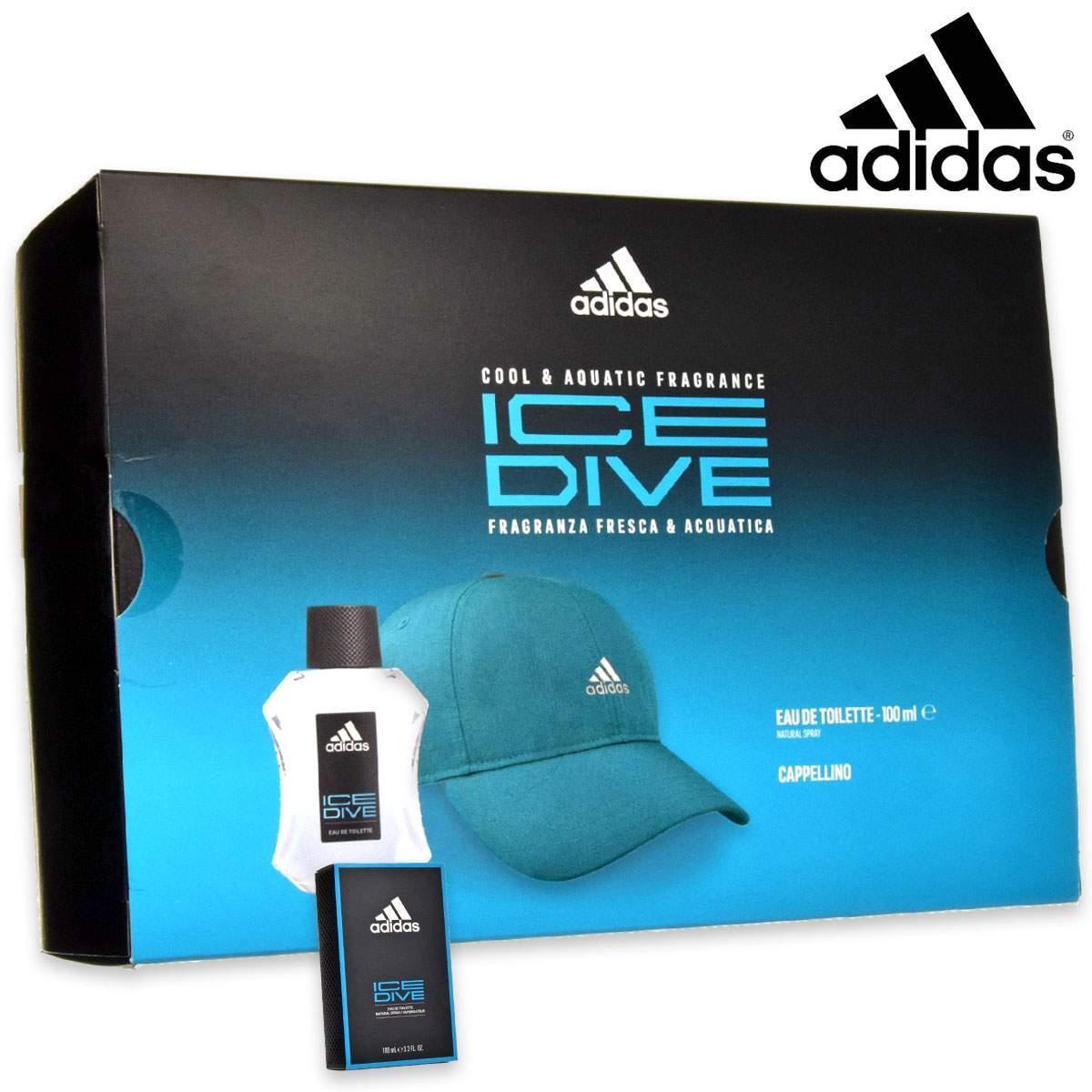 Profumo Uomo ADIDAS Ice Dive Edt 100ml + Cappellino Blu Originale Adidas