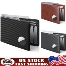 Men Wallet with Airtag Holder Genuine Leather Bifold Wallet for Air Tag New Gift