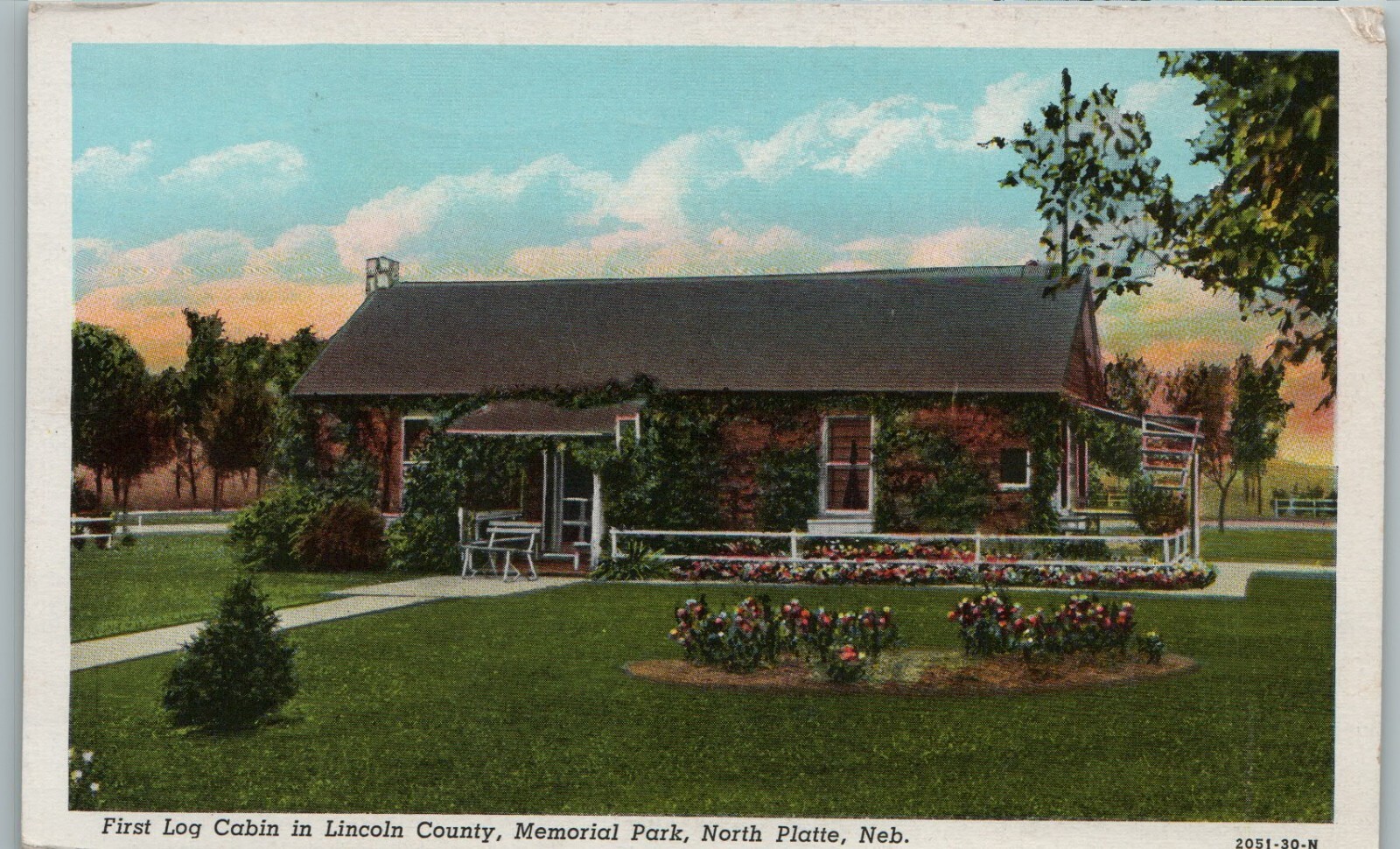 Vintage Postcard 1945 First Log Cabin, North Platte, Nebraska (NE