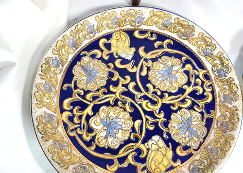 "Juego de 3 placas de gabinete vintage Satsuma azul cobolto y dorado floral de 10""" - Imagen 14 de 14