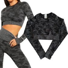 Boohoo Camo Contouring Seamless Crop Top SZ L