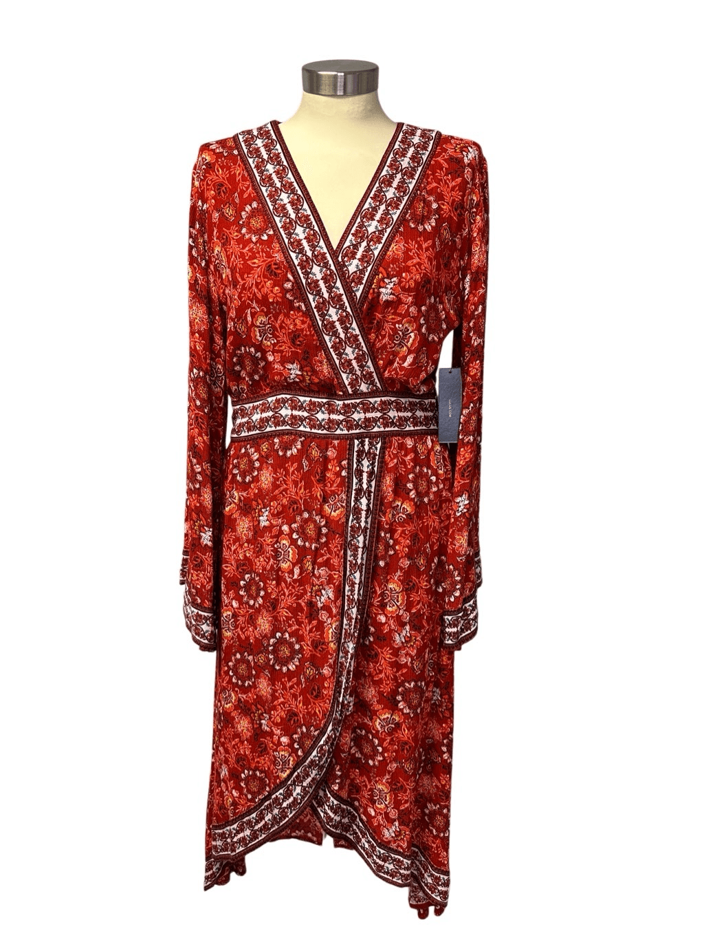Lulu's NEW Daydream Red Floral Bell Sleeve Dress