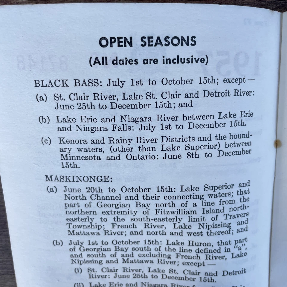 Folleto de licencia de pesca con pesca para no residentes Ontario 1957 vintage Foto 2 de 4